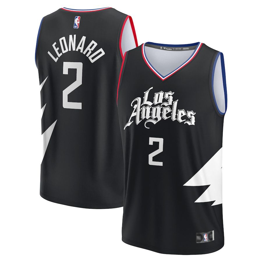 Men Los Angeles Clippers 2 Kawhi Leonard Fanatics Branded Black 2022-23 Fast Break Replica NBA Jersey